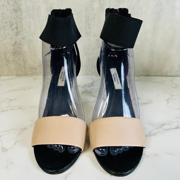 Simply Vera Vera Wang Sandals Black Tan Womens Sz 7 Ankle Strap Heels Dress Shoe - Picture 5 of 12